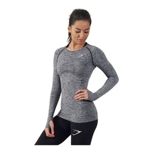 NWOT GymShark Seamless Long Sleeve Top CHARCOAL